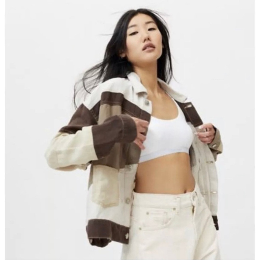 BDG urban outfitters linen luca patchwork brown motif  jacket  SZ M NWT orig$109